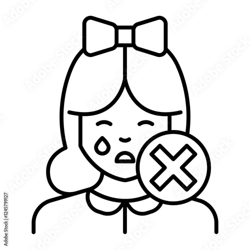 Baby girl crying outline icon