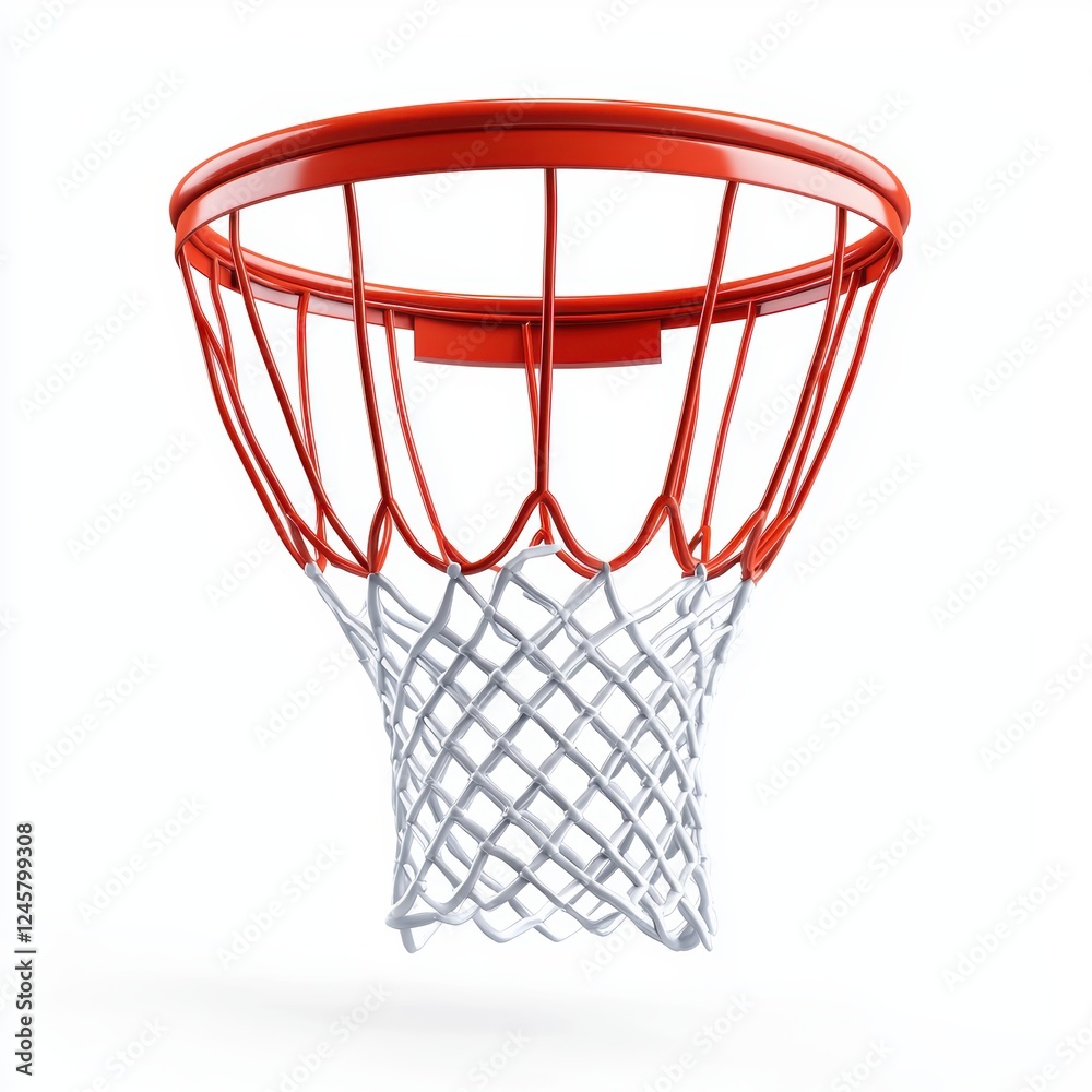 basketball hoop with a red net, isolated on white basketball hoop with a red net, isolated on white