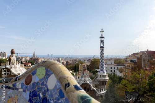 Canvas Print barcelona skyline shot from parc guell