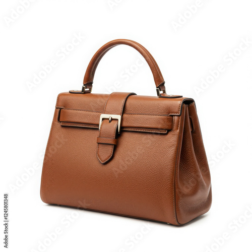 Classic brown leather tote bag with spacious interior and durable handles for everyday use, isolated on white