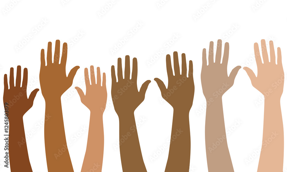 The vector background displays many hands in brown gradient shades, conveying the powerful theme of The vector background displays many hands in brown gradient shades, conveying the powerful theme of