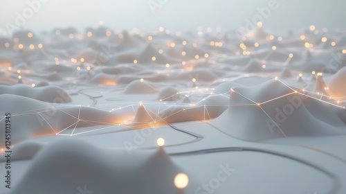 Wallpaper Mural Abstract Digital Landscape With Glowing Lights And Soft Curves Torontodigital.ca