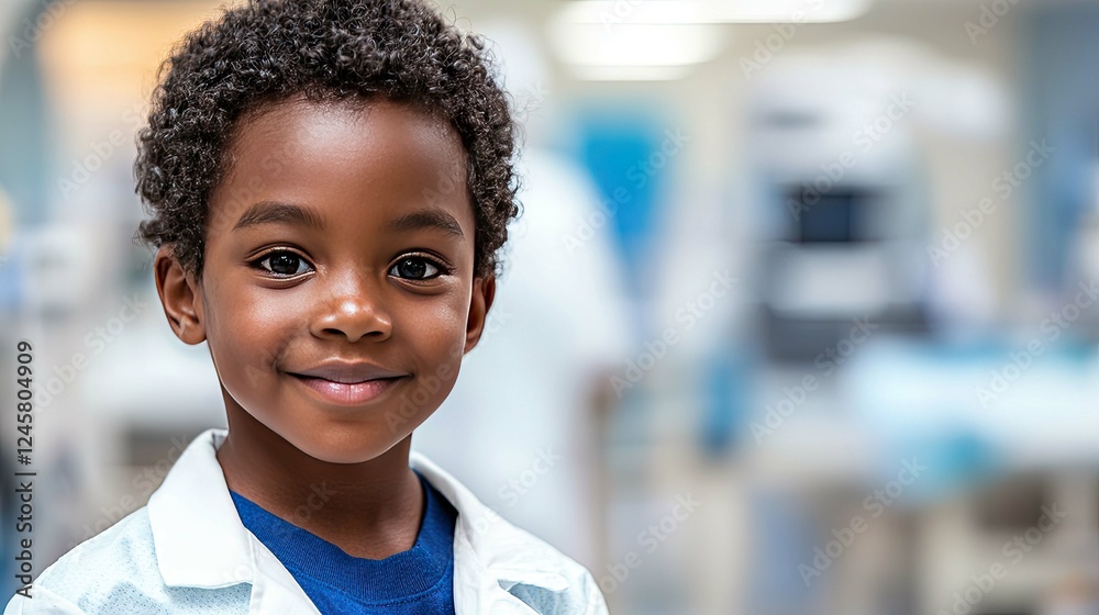 Naklejka premium Portrait of a Happy Young African Boy: A Symbol of Hope and Potential