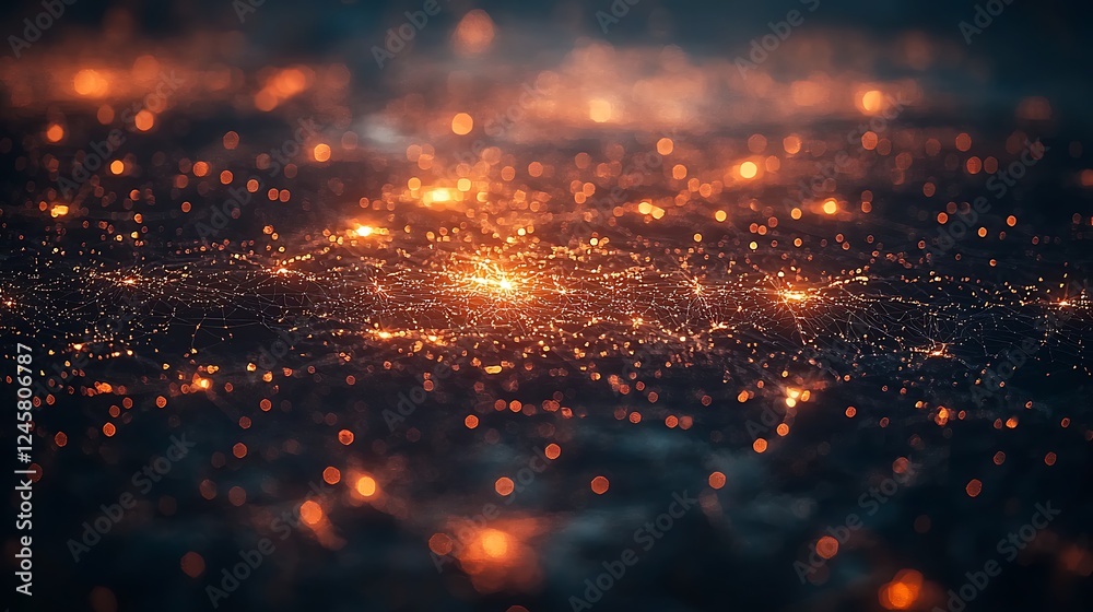 Naklejka premium Illuminated Spiderweb Abstract Background Glowing Network of Light and Shadow.