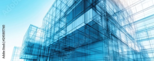 Architectural Conceptual Wireframe for Modern Building.