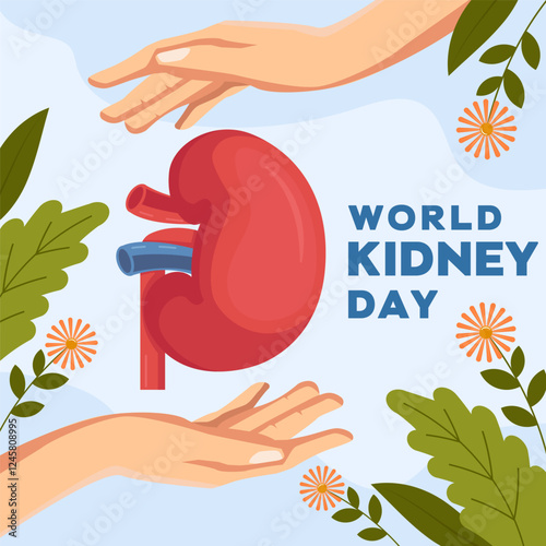 illustration for world kidney day in flat style design
