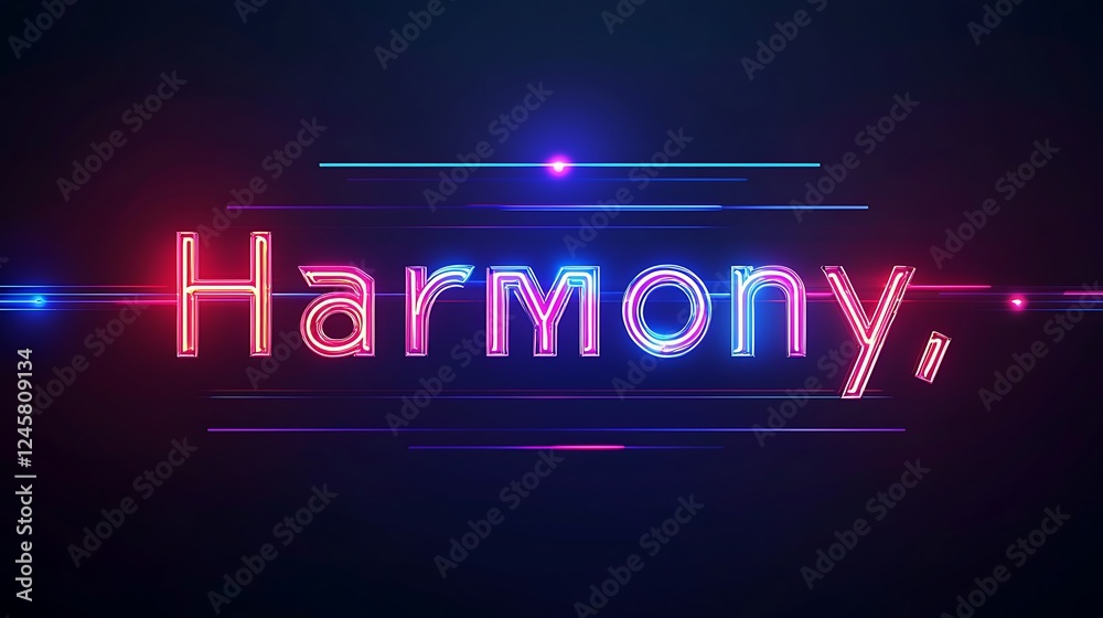 Naklejka premium Neon Harmony Glowing Text Effect.