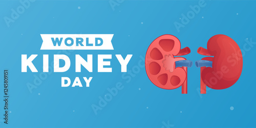 world kidney day horizontal banner illustration in gradient
