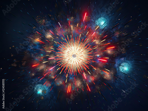 Vibrant Fireworks Explosion in Night Sky