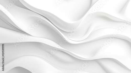 Abstract white background with smooth, flowing waves and subtle shadow gradients creates a modern, clean look