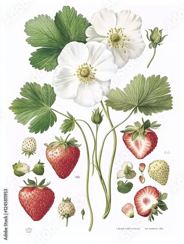 Vintage strawberry botanical poster