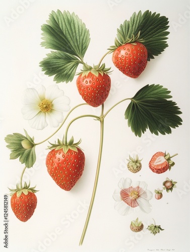Vintage strawberry botanical poster