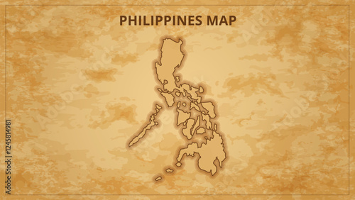 A Vintage Map Depicting the Borders of the Philippines. Philippines map with federal states in A vintage map based background, Political Philippines Map