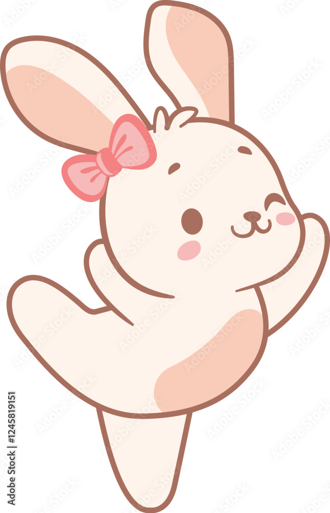 Cute ballet dancing Easter bunny rabbit cartoon vector design no background Cute ballet dancing Easter bunny rabbit cartoon vector design no background