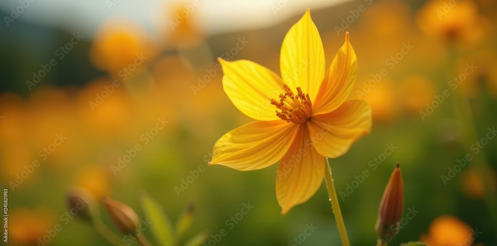 Delicate petals of wild columbine flower, yellow and orange hues, gently swaying in the breeze, orange, landscape Delicate petals of wild columbine flower, yellow and orange hues, gently swaying in the breeze, orange, landscape