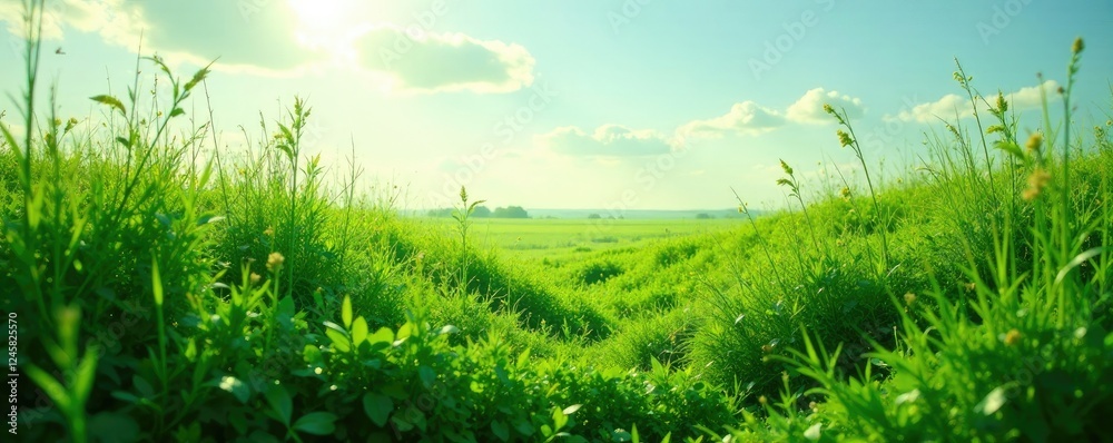 Obraz premium Overgrown and tangled isolated grass in the wilderness, , untamed