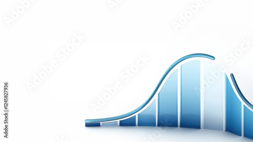 Glass 3D Normal Distribution Curve with Light Blue Accent