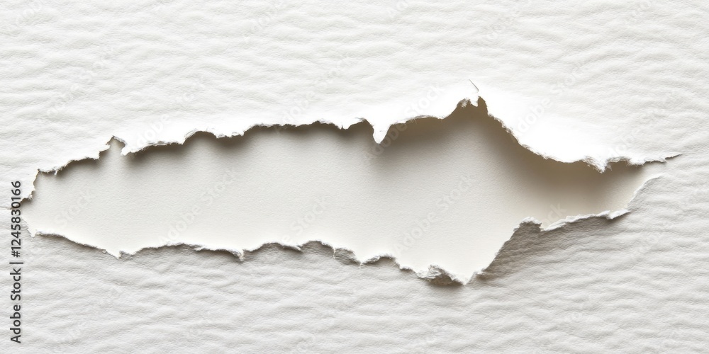 Torn edge of a white textured paper revealing a smooth ivory background, positioned centrally with shadows enhancing the rip. Torn edge of a white textured paper revealing a smooth ivory background, positioned centrally with shadows enhancing the rip.
