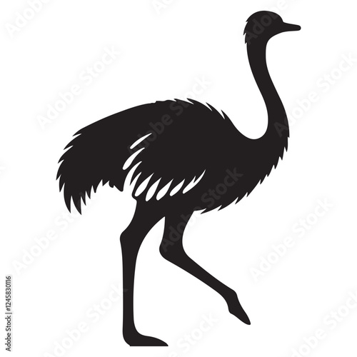 Silhouette of Ostrich Vector Art Illustration for Bird Design