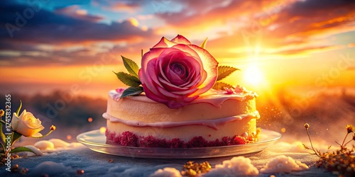 Double Exposure Rose Cake: Wedding & Birthday Love Glow Photography