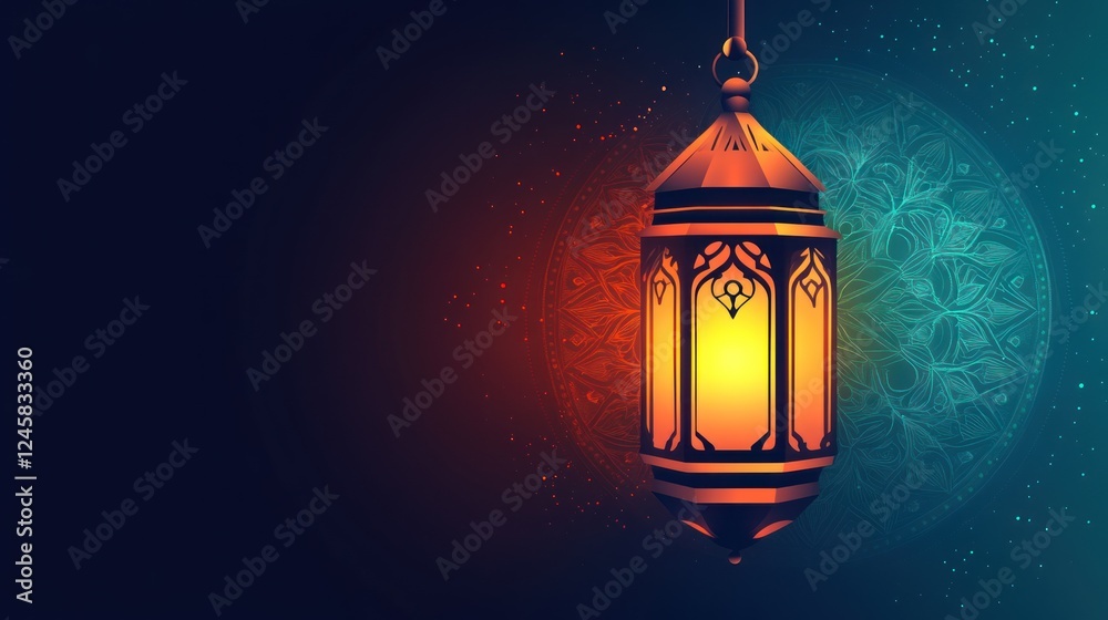 Ornate Ramadan Lantern with Mystical Glow Ornate Ramadan Lantern with Mystical Glow