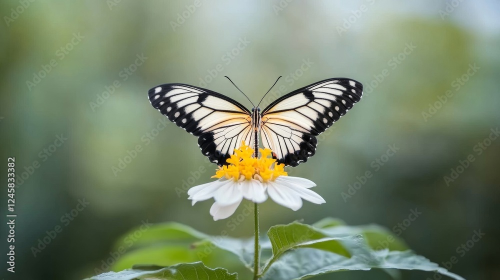 Rare Butterfly Perched on Blooming Flower Rare Butterfly Perched on Blooming Flower