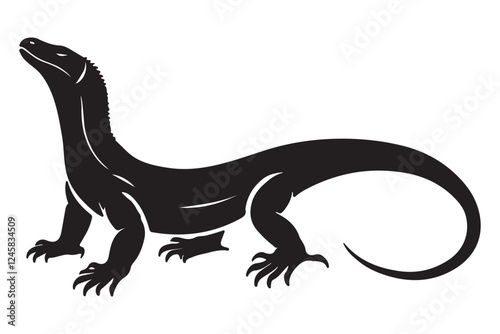 Komodo Dragon Silhouette Vector Illustration Reptile Wildlife Graphic Design