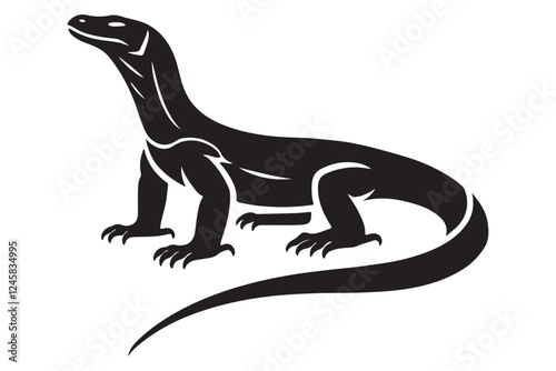 Komodo Dragon Silhouette Vector Graphic of Fierce Reptile