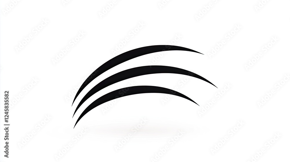 Abstract design featuring three curved black lines on a white background, symbolizing elegance Abstract design featuring three curved black lines on a white background, symbolizing elegance