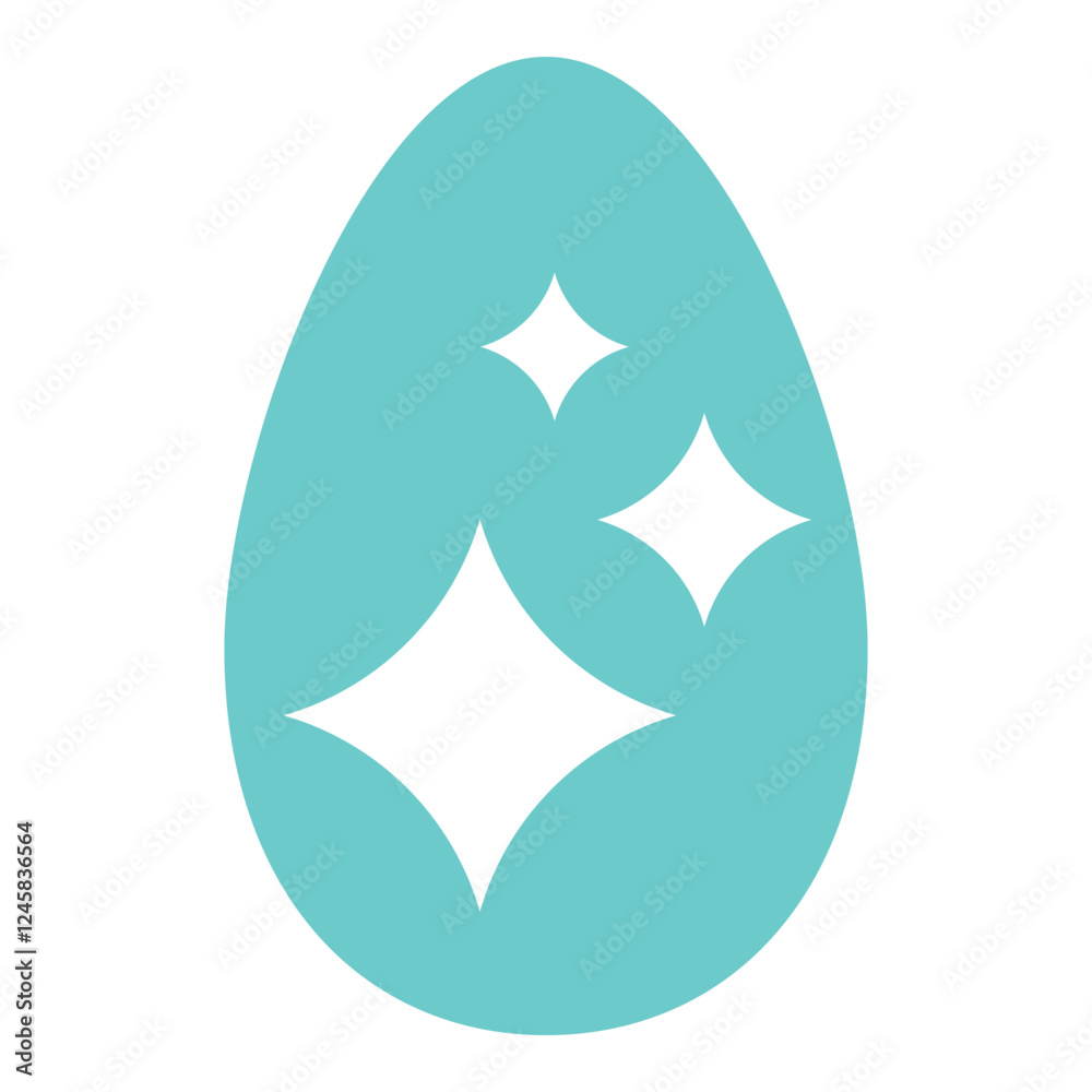 Sparkling Teal Happy Easter Egg Adorned with White Starts Sparkling Teal Happy Easter Egg Adorned with White Starts