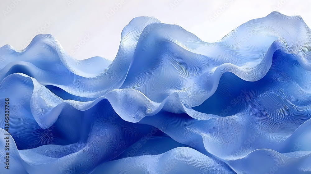 Obraz premium A mesmerizing abstract design featuring flowing waves in various shades of blue. The soft curves and intricate lines create a serene and tranquil atmosphere.