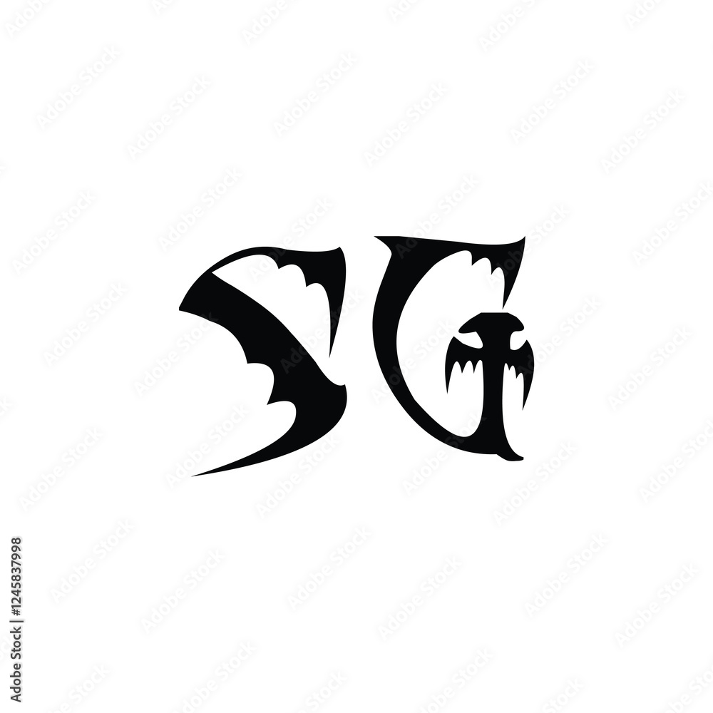 Obraz premium SG monogram logo design letter text name symbol monochrome logotype alphabet character simple logo