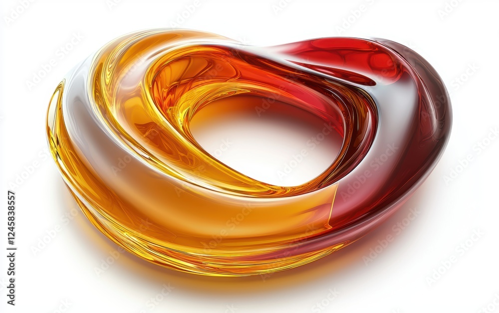Amber and ruby red liquid swirl with glossy highlights, isolated on white Amber and ruby red liquid swirl with glossy highlights, isolated on white