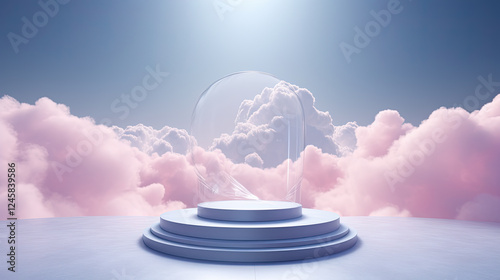 Dreamlike Cloudscape with Elevated Platform