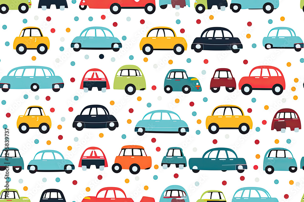 Colorful Retro Car Seamless Pattern Design Colorful Retro Car Seamless Pattern Design