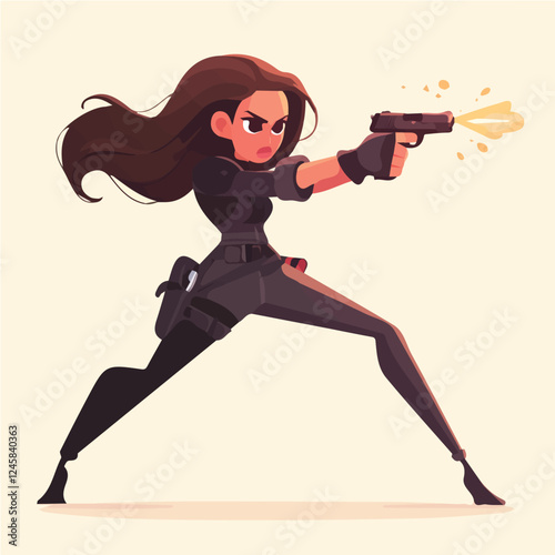 Vector of a secret agent girl character with a gun for motion graphics