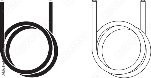 outline silhouette water hose roll icon set