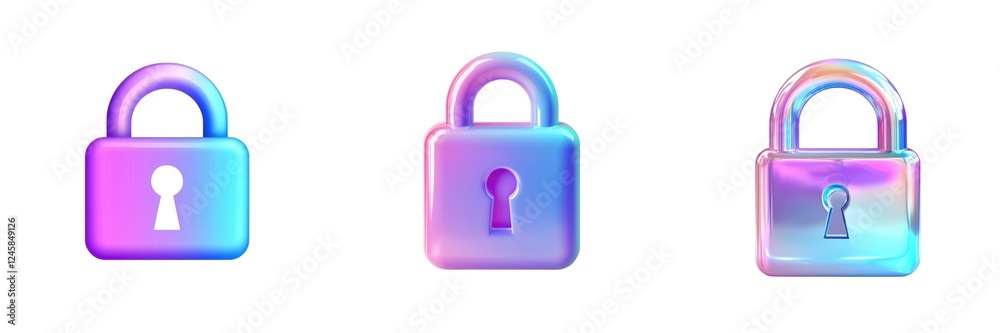 Colorful gradient locks symbolize security, privacy, and protection in a modern digital world. Colorful gradient locks symbolize security, privacy, and protection in a modern digital world.