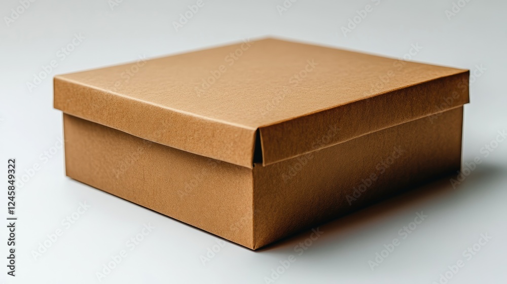 A closed brown cardboard box resting on a clean surface, ideal for packaging or storage purposes A closed brown cardboard box resting on a clean surface, ideal for packaging or storage purposes