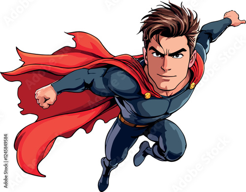 Vsai heroic superhero soaring through the sky