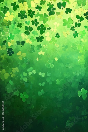 A vibrant St. Patrick's Day background filled with green shamrocks. photo