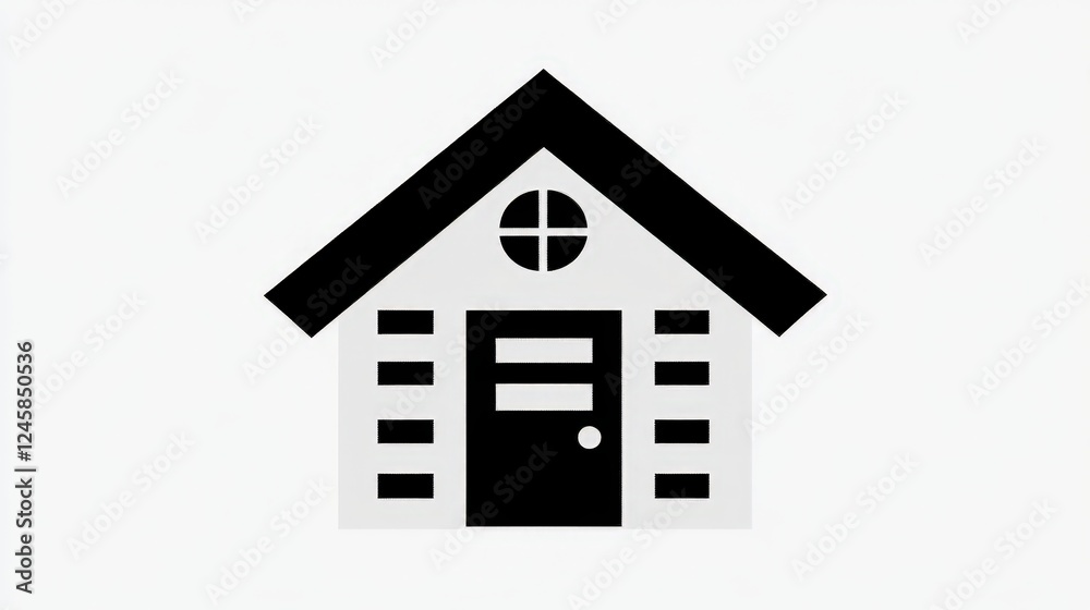 Simple House Icon: A minimalist black and grey illustration of a house with a simple design, perfect for web or app design. Simple House Icon: A minimalist black and grey illustration of a house with a simple design, perfect for web or app design.