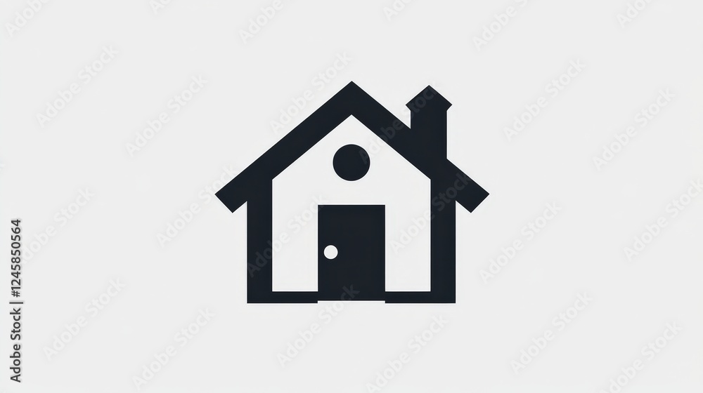Simple House Icon: A minimalist illustration of a house, featuring a dark gray silhouette against a light gray background. This clean and simple design is perfect for representing home, real estate. Simple House Icon: A minimalist illustration of a house, featuring a dark gray silhouette against a light gray background. This clean and simple design is perfect for representing home, real estate.