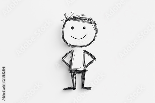 Minimalist hand drawn boy figure.Abstract and artistic pencil sketch
Copy and text space.