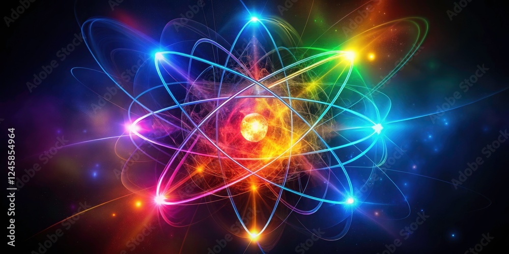 Retro Atom Silhouette: Groundbreaking Particle Physics Discovery - Scientific Breakthrough