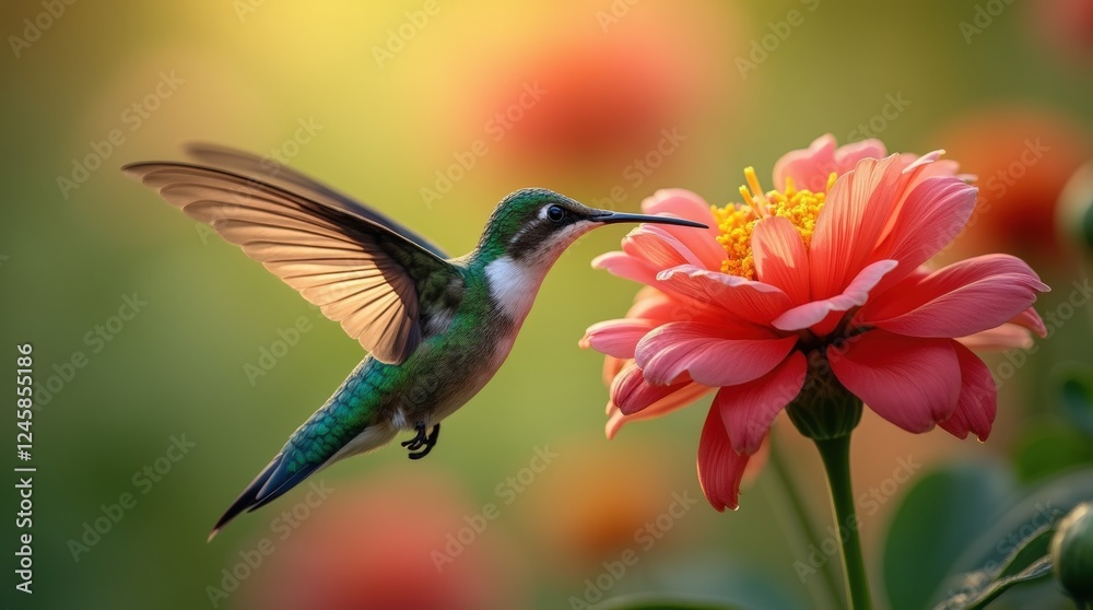 Fototapeta premium Hummingbird sipping nectar from a bloom