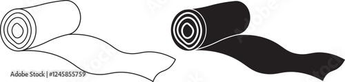 outline silhouette bandage roll icon set