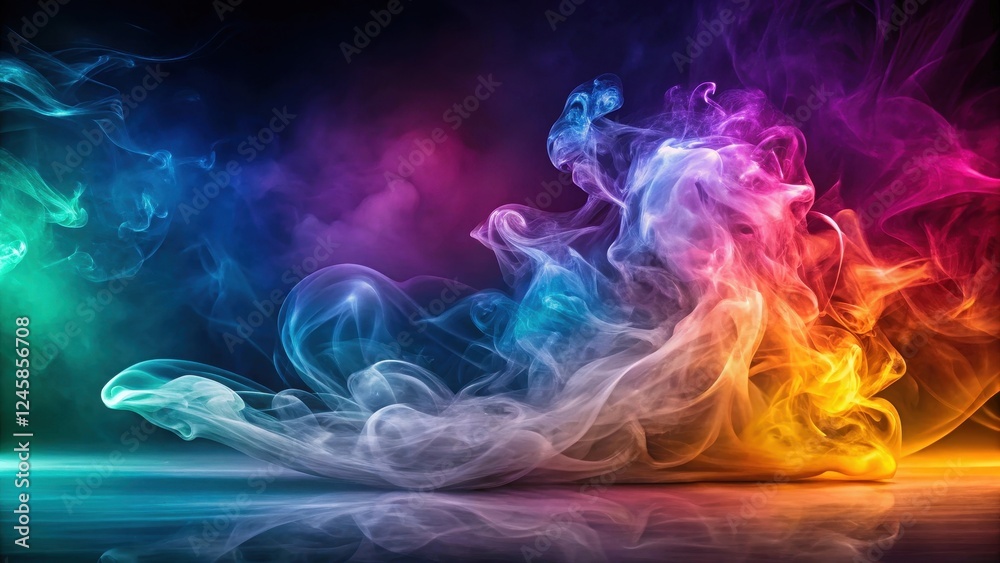 Fototapeta premium Vibrant smoke swirls in a mesmerizing dance across a gradient background, creating an ethereal and otherworldly atmosphere , gradient layers, abstract art