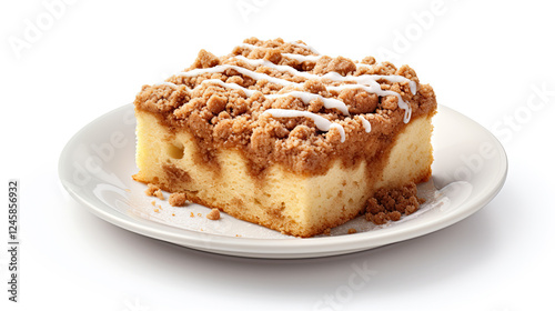 Golden Crumble Coffee Cake on a White Plate