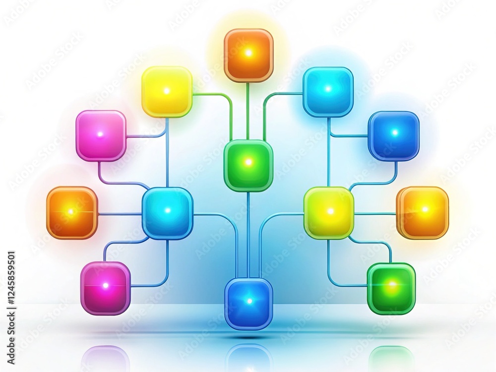 Decision Tree Diagram with Glowing Branches